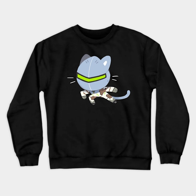 Meowverwatch - Pro Genji Crewneck Sweatshirt by giraffalope